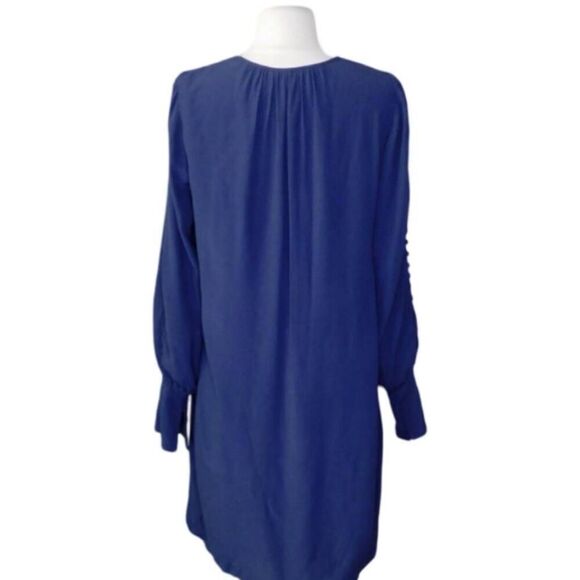 JOIE Erlene Silk Shift Dress Midnight Navy Button Sleeve XS - Picture 6 of 12